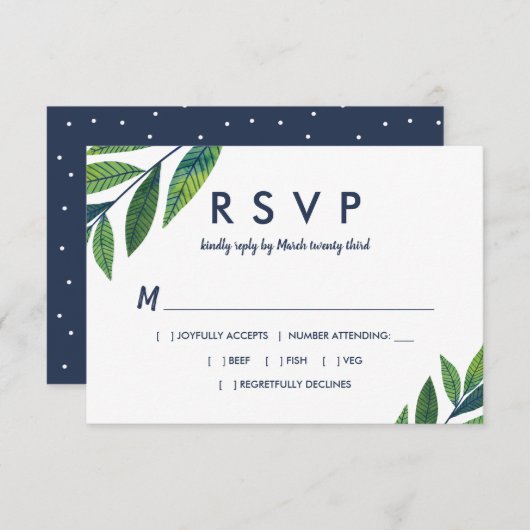 Emerald Greenery Wedding RSVP (Vorne/Hinten)