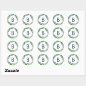 Emerald Greenery Wedding Siegel Monogram Runder Aufkleber (Blatt)
