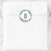 Emerald Greenery Wedding Siegel Monogram Runder Aufkleber (Tasche)