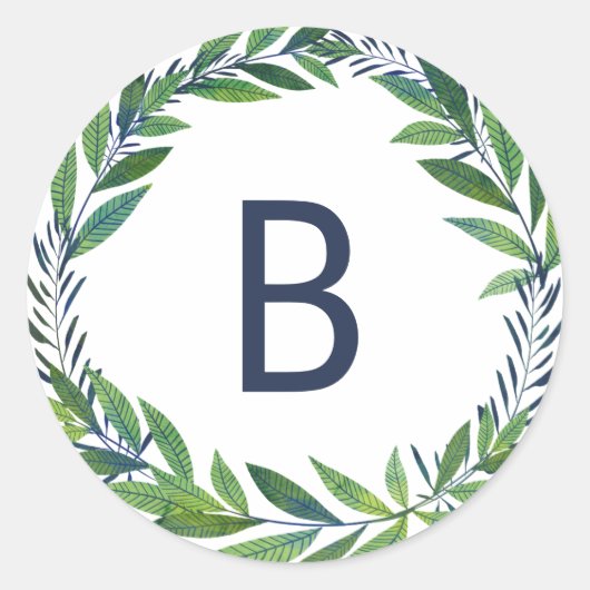 Emerald Greenery Wedding Siegel Monogram Runder Aufkleber (Vorderseite)
