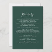 Emerald Greenery Wedding Welcome Letter Itinerary (Rückseite)