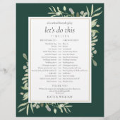 Emerald Greenery Wedding Zeitplan Timeline (Vorderseite)