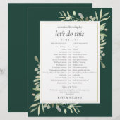 Emerald Greenery Wedding Zeitplan Timeline (Vorne/Hinten)