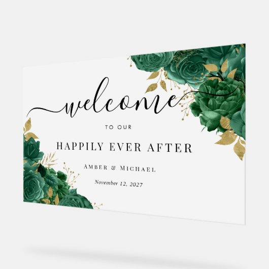 Emerald Happiver je nach Hochzeit Acrylzeichen Acrylschild (Winkel)