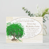 Emerald Heart Leaf Tree Barn Wood Wedding Einladung (Stehend Vorderseite)