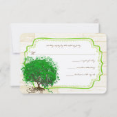 Emerald Heart Leaf Tree Barn Wood Wedding RSVP (Vorderseite)