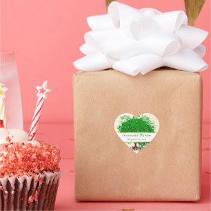 Emerald Heart Leaf Tree Barn Wood Wedding Siegel Herz-Aufkleber