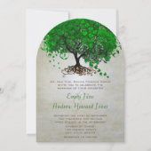 Emerald Heart Leaf Tree Wedding Invites Einladung (Vorderseite)