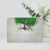 Emerald Heart Leaf Tree Wedding Invites RSVP Karte (Stehend Vorderseite)