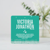 Emerald Heart Modern Floral Typografy Wedding Einladung (Stehend Vorderseite)