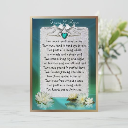 Emerald Heart Save the Date (Stehend Vorderseite)