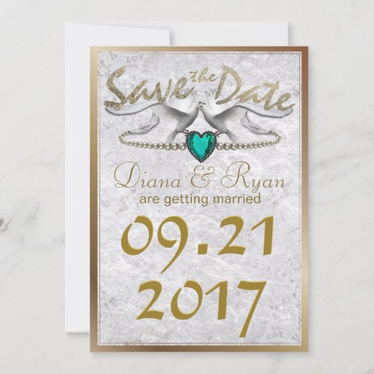 Emerald Heart Save the Date Einladung (Rückseite)
