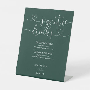Emerald Heart Schrift Hochzeits-Signature-Drinks Sockelschild