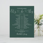 Emerald Heart Script Wedding Zeitplan Timeline (Stehend Vorderseite)
