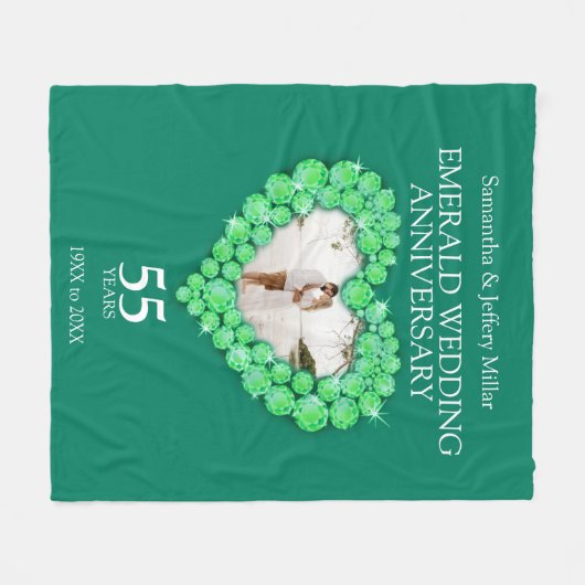Emerald Hochzeitstag Foto Grün Fleecedecke (Vorderseite (Horizontal))