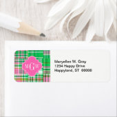 Emerald Hot Pink Preppy Patchwork Madras Monogram (Insitu)