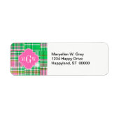 Emerald Hot Pink Preppy Patchwork Madras Monogram (Vorne)