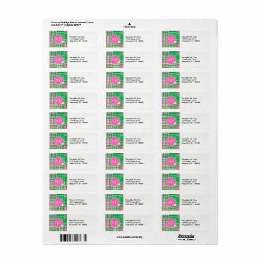 Emerald Hot Pink Preppy Patchwork Madras Monogram (Vorne)