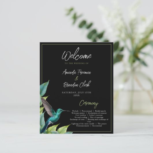 Emerald Hummingbird Tropical Blätter Wedding (Stehend Vorderseite)