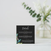 Emerald Hummingbird Tropical Blätter Wedding Begleitkarte (Stehend Vorderseite)