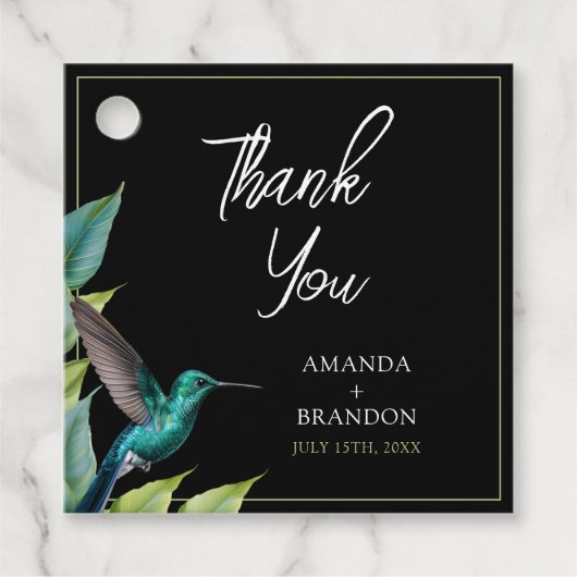 Emerald Hummingbird Tropical Blätter Wedding Geschenkanhänger (Vorderseite)