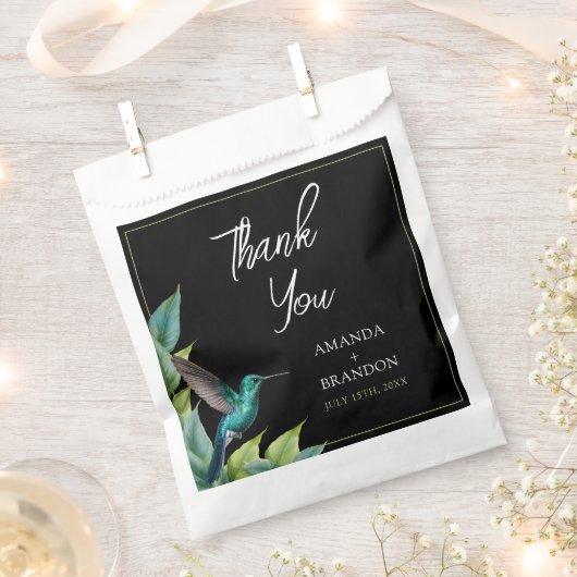 Emerald Hummingbird Tropical Blätter Wedding Geschenktütchen (Ausgeschnitten)