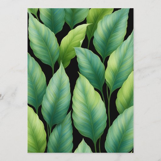 Emerald Hummingbird Tropical Blätter Wedding Menükarte (Rückseite)