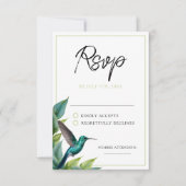 Emerald Hummingbird Tropical Blätter Wedding RSVP Karte (Vorderseite)