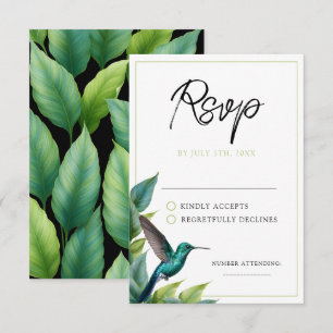 Emerald Hummingbird Tropical Blätter Wedding RSVP Karte