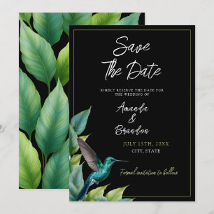Emerald Hummingbird Tropical Blätter Wedding Save The Date