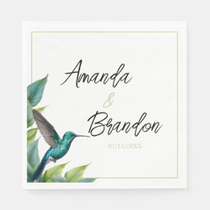 Emerald Hummingbird Tropical Blätter Wedding Serviette
