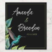 Emerald Hummingbird Tropical Blätter Wedding Weinetikett (Einzelnes Label)
