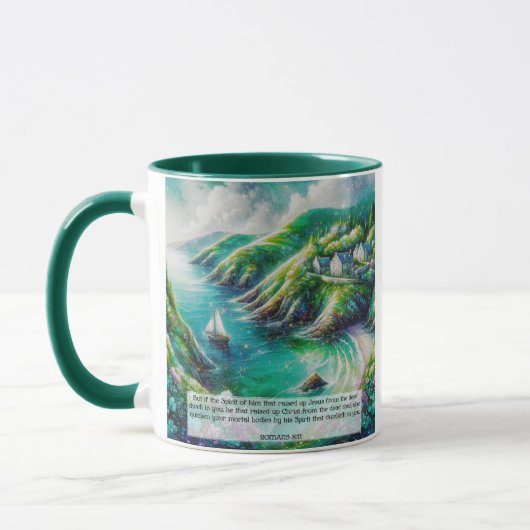 Emerald Isle Irish Christlich KJV Romans Verse Tasse (Links)