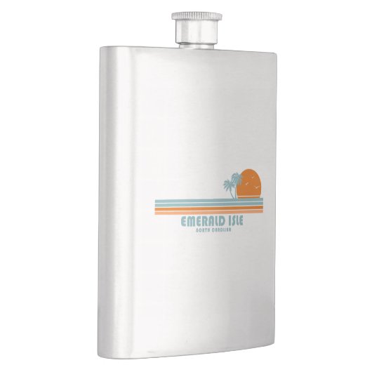 Emerald Isle North Carolina Sun Palm Trees Flachmann (Rechts)