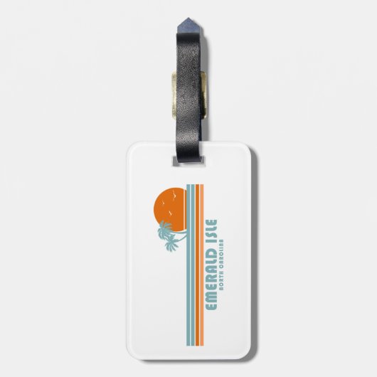 Emerald Isle North Carolina Sun Palm Trees Gepäckanhänger (Rückseite vertikal)