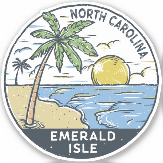 Emerald Isle North Carolina Vintag Aufkleber (Vorderseite)