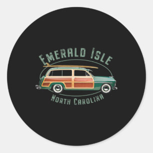 Emerald Isle North Carolina Vintage Surfen  Runder Aufkleber