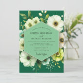 Emerald Ivory Anemone Wedding Einladung (Stehend Vorderseite)
