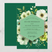 Emerald Ivory Anemone Wedding Einladung (Vorne/Hinten)