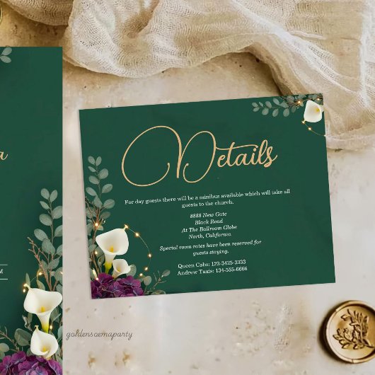 Emerald & Ivory Botanical Elegance Wedding Begleitkarte