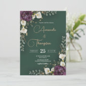 Emerald & Ivory Botanical Elegance Wedding Einladung (Stehend Vorderseite)