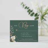 Emerald & Ivory Botanical Elegance Wedding RSVP Karte (Stehend Vorderseite)