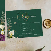 Emerald & Ivory Botanical Elegance Wedding RSVP Karte