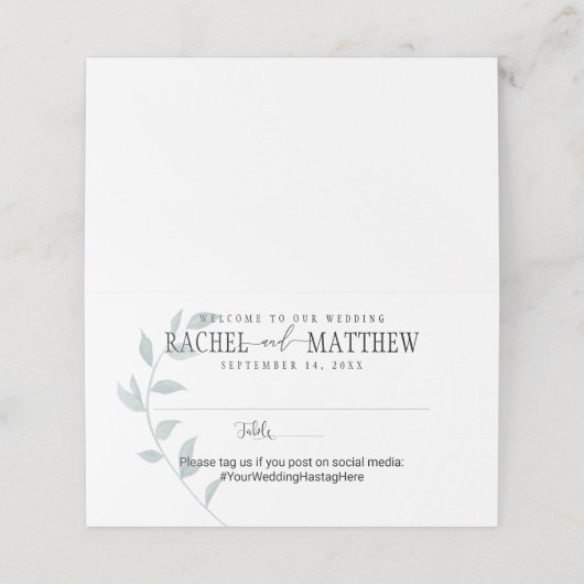 Emerald Ivy Wedding Folded Platzkarte 2 (Außenseite Aufgefaltet)
