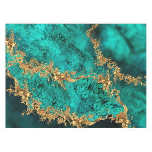 Emerald Jade Gold Splatter Abstract Tischdecke