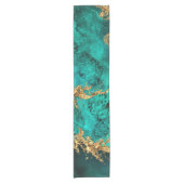 Emerald Jade Gold Spritzer Abstrakt Kurzer Tischläufer (Vorderseite)