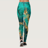 Emerald Jade Gold Spritzer Abstrakt Leggings (Rückseite)