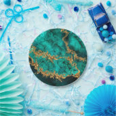 Emerald Jade Gold Spritzer Abstrakt Pappteller (Party)