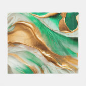 Emerald Jade Green und Gold Abstrakt Art Fleecedecke (Vorderseite (Horizontal))