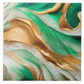 Emerald Jade Green und Gold Abstrakt Art Fliese (Vorderseite)